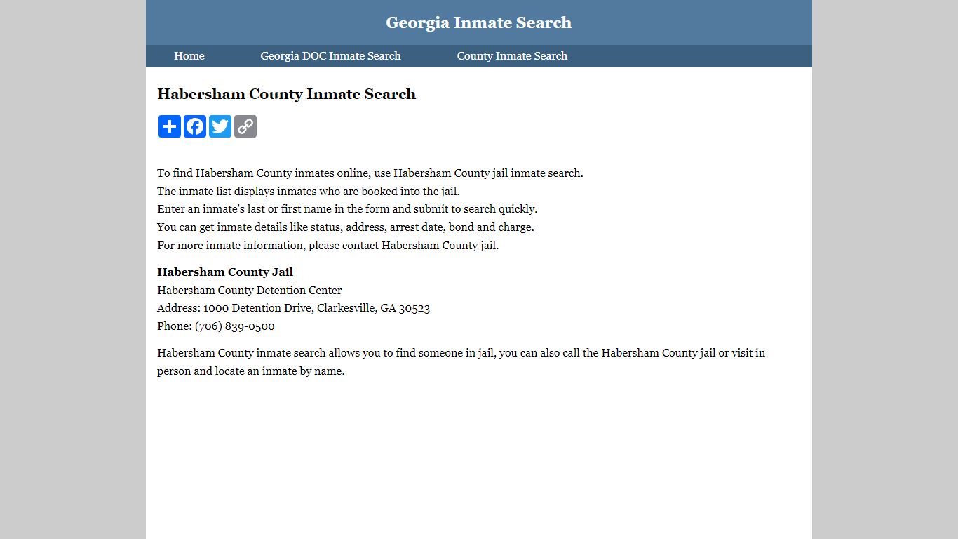 Habersham County Inmate Search