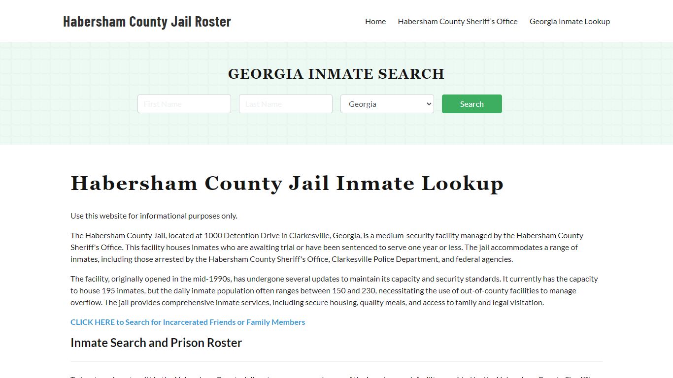 Habersham County Jail Roster Lookup, GA, Inmate Search