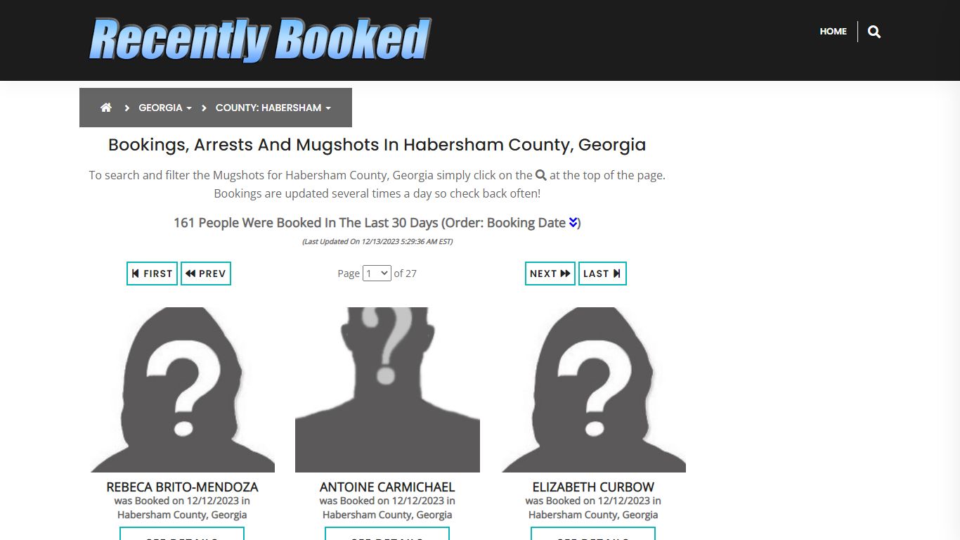 Bookings, Arrests and Mugshots in Habersham County, Georgia