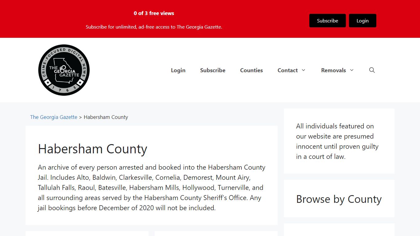 Habersham County Jail Bookings - The Georgia Gazette