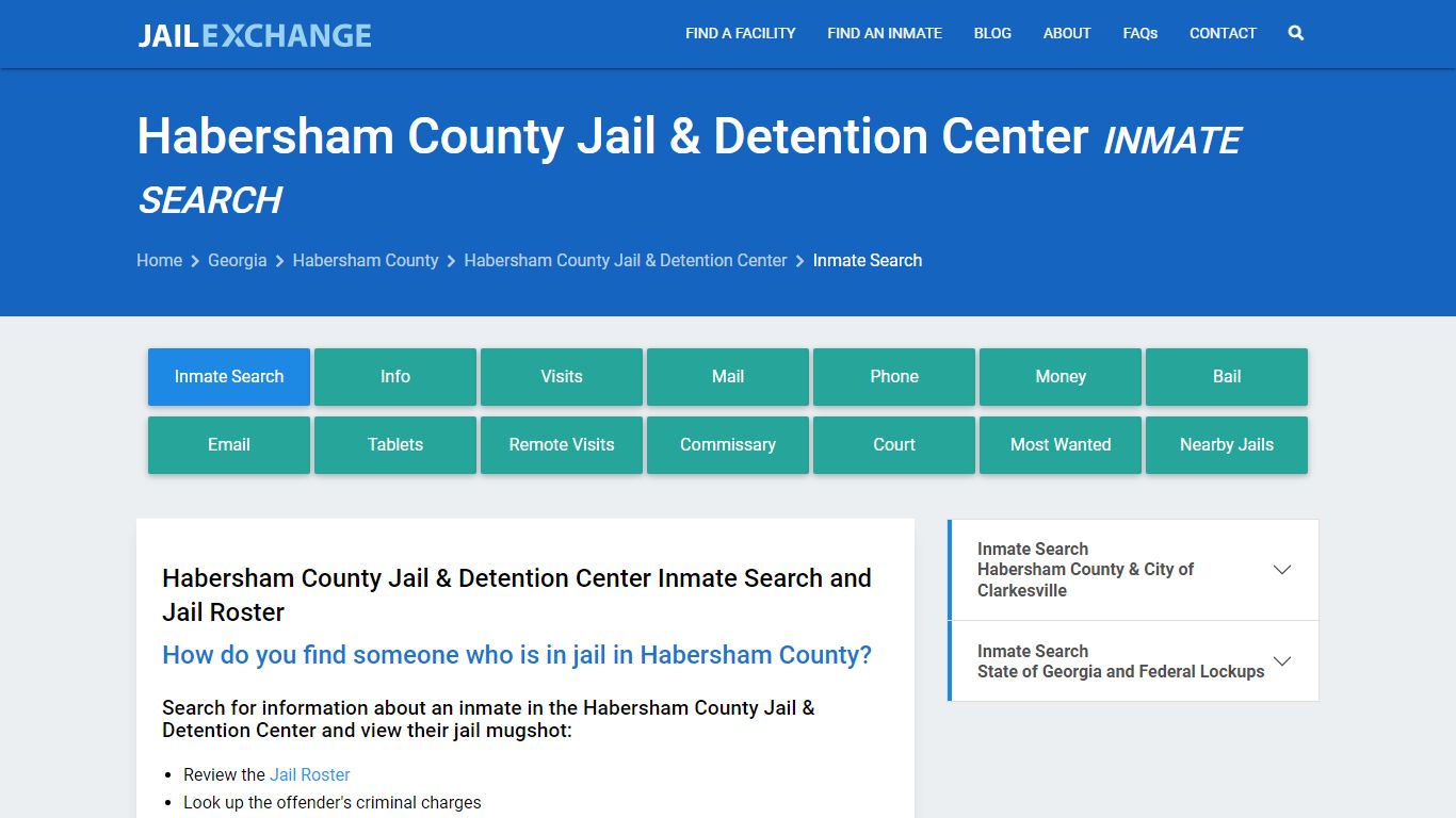 Habersham County Jail & Detention Center Inmate Search